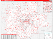 St. Louis Metro Area Wall Map Red Line Style